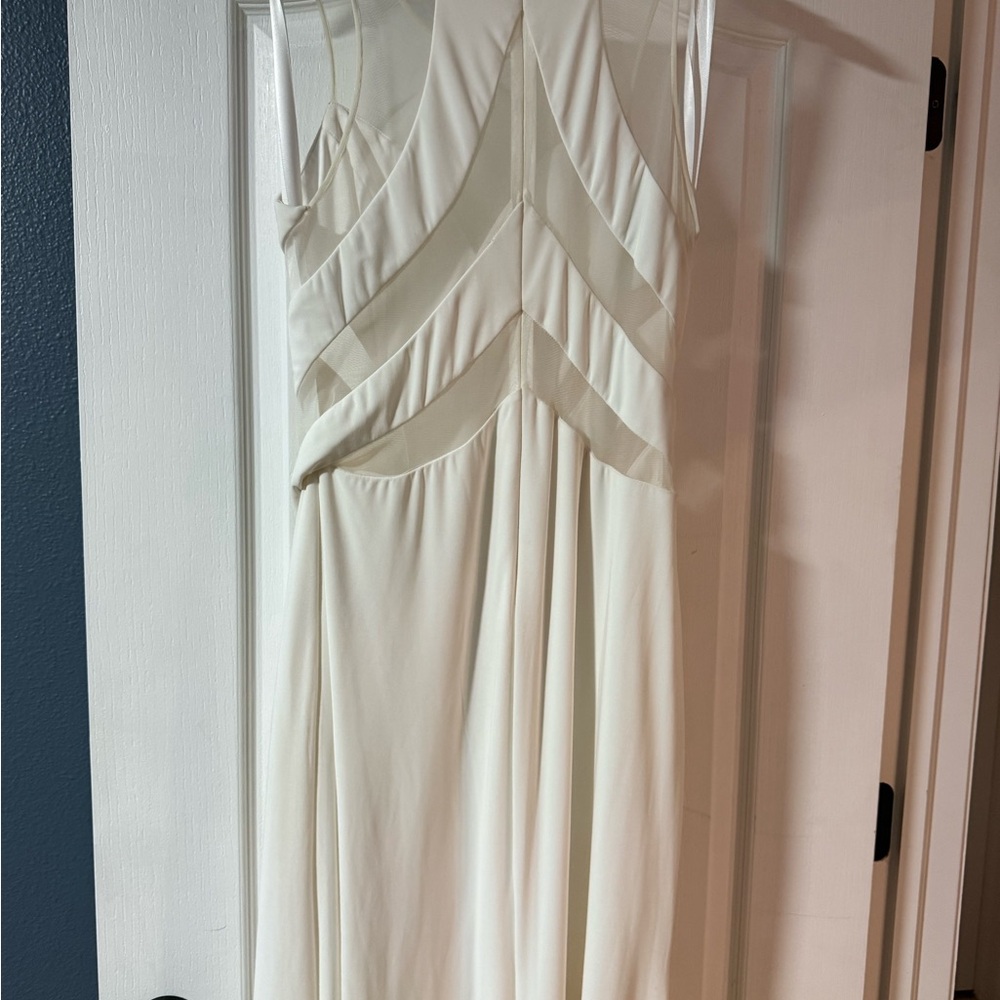 Madison James Cream Formal Dress with mesh inserts - Picture 2 of 2